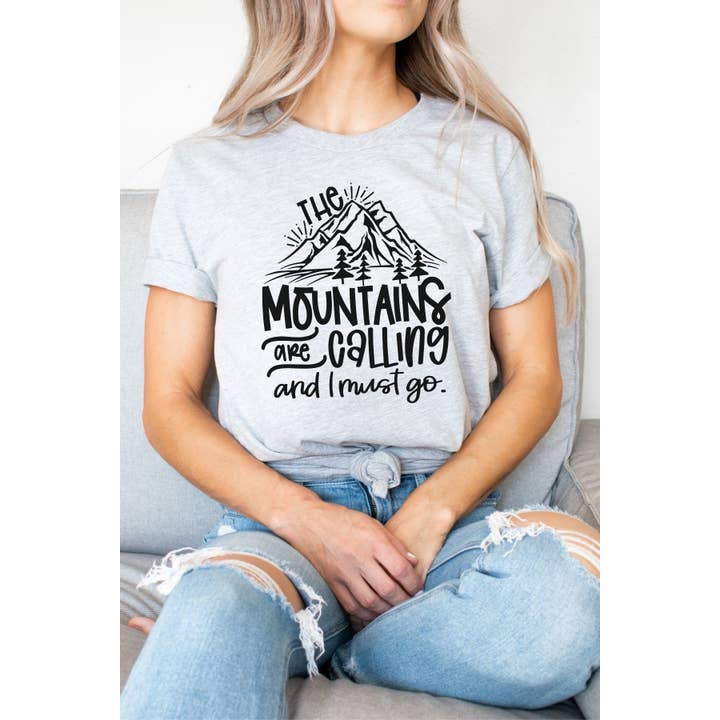 Mountains Are Calling Graphic Tee for wholesale by Bella Me