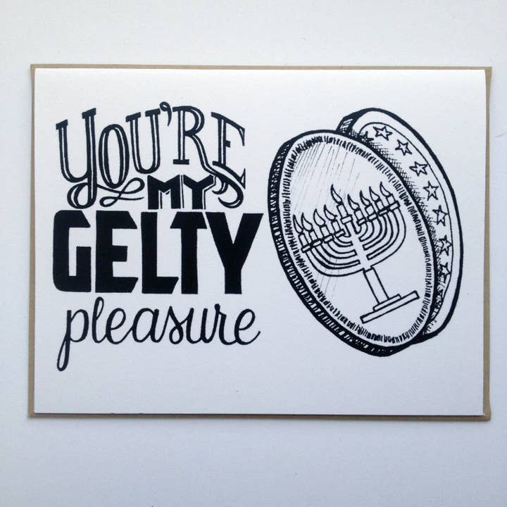 You're My GELT-Y Pleasure - Hand Lettered Greeting Card for wholesale by Henson Handmade
