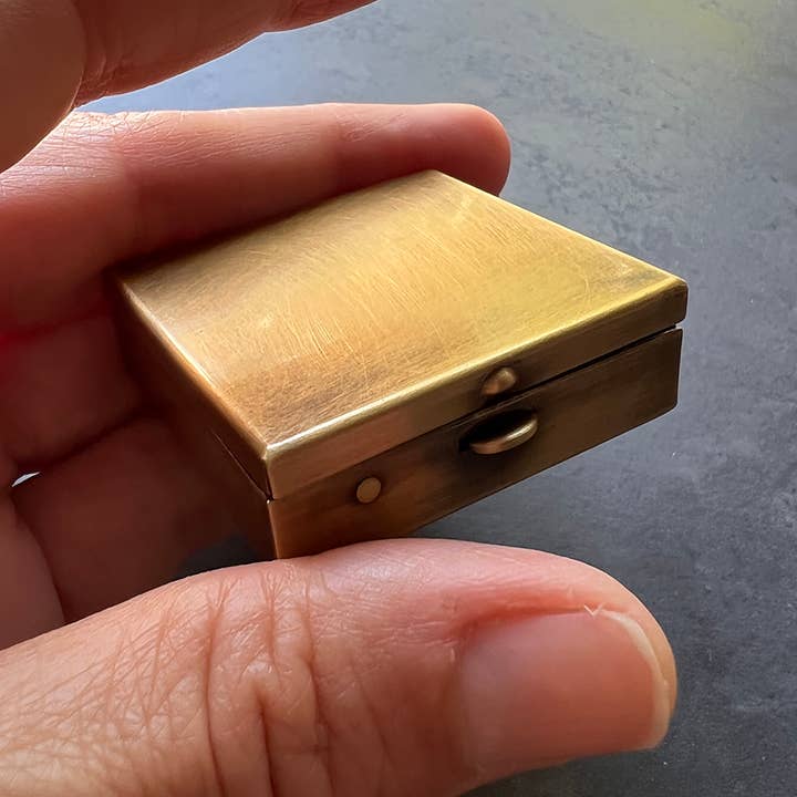 Metal Cloth & Wood - Wholesale Decorative Box - Clean and Simple 1.5" Square Brass Pill or Trinket Box