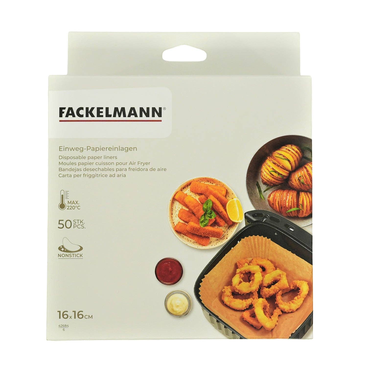 Zenker - Wholesale Baking Dish - 50 Baking paper molds for air fryer square 16 cm Fackelmann Assorted7