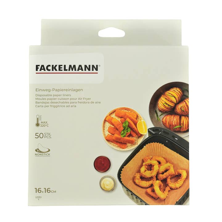 Zenker - Wholesale Baking Dish - 50 Baking paper molds for air fryer square 16 cm Fackelmann Assorted7