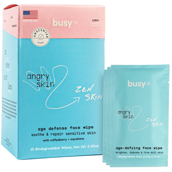 Calm Face Wipes with Retinol, Squalane & Coffee for wholesale by Busy Co