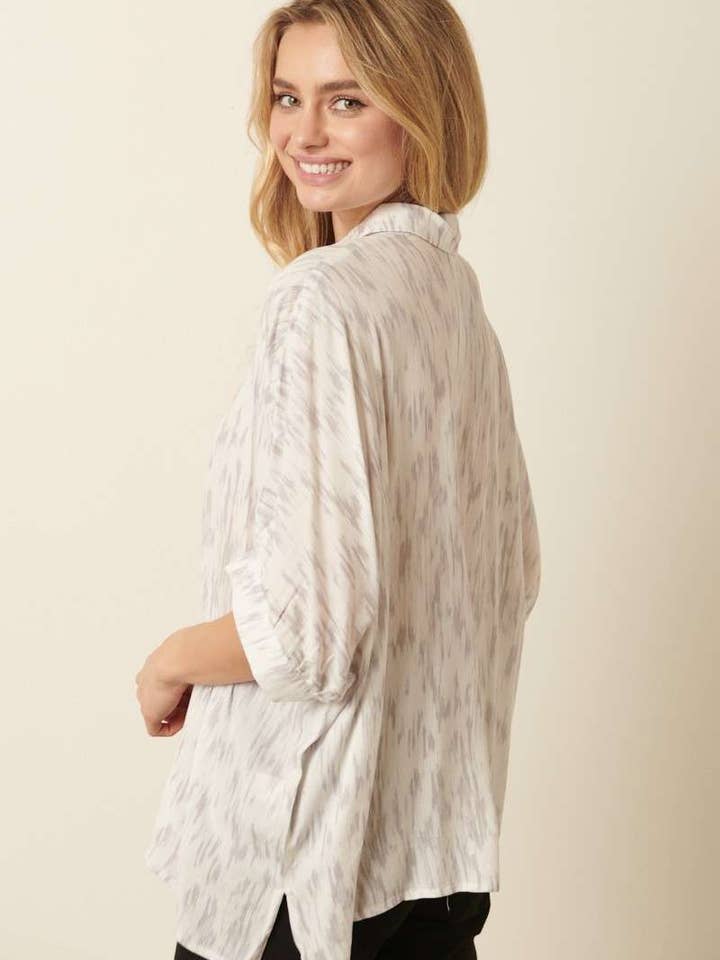 mittoshop - Vente Chemise à col boutonné – femme - H14773A-BLOUSE À MANCHES DOLMAN EN GAZE À BULLES2