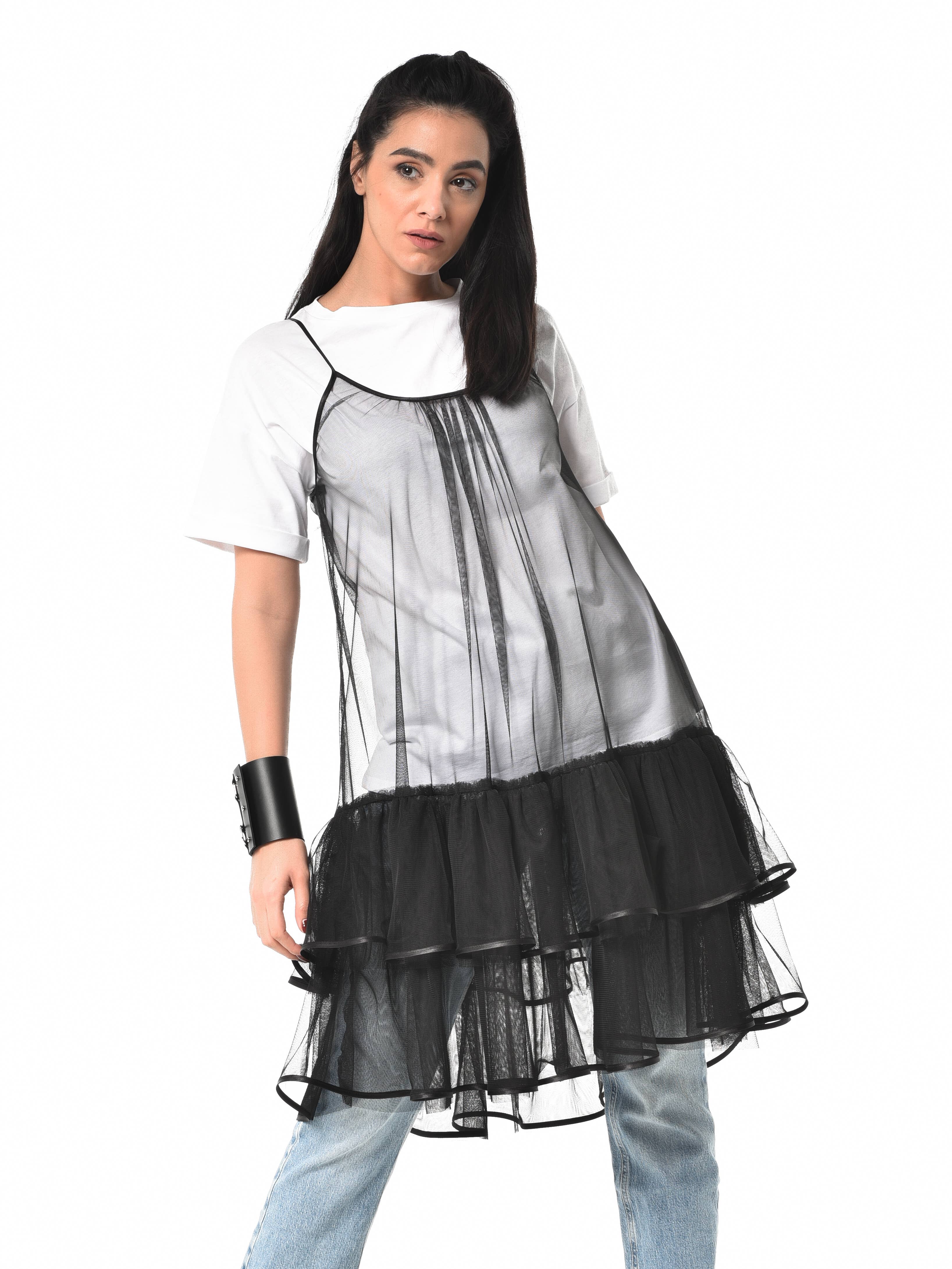 Metamorphoza - Wholesale Dress - Women's - Black See Through Tunic Dress3
