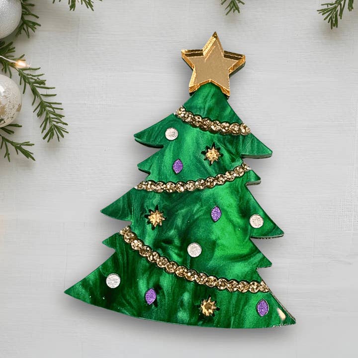 Kerstboom Broche voor wholesale door Foxx & Ginger Jewellery