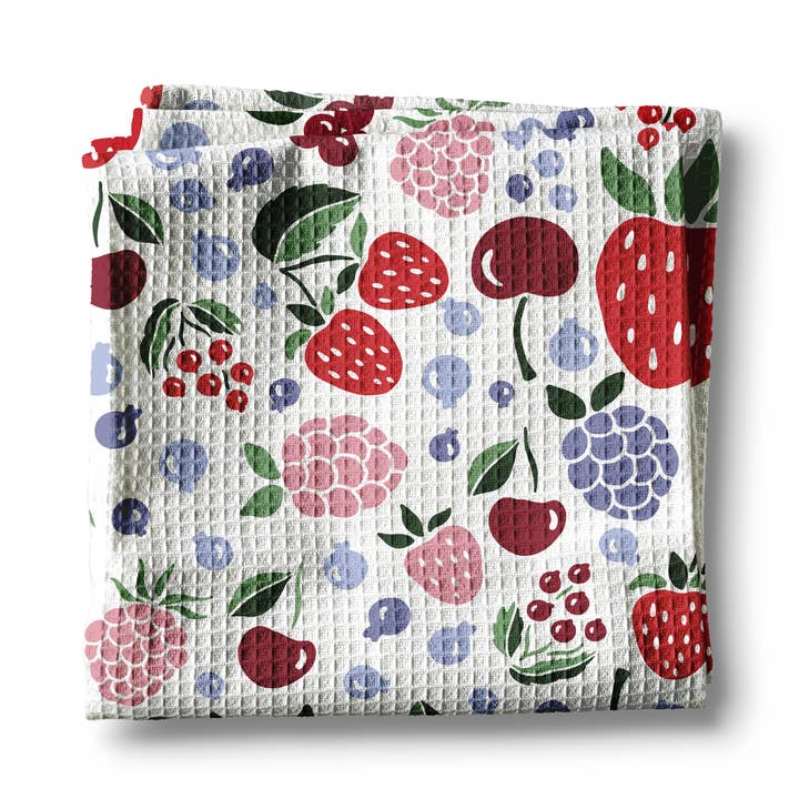 Berry Picking Strawberry Spring Summer Fruit Kitchen Towel for wholesale by Canary Road