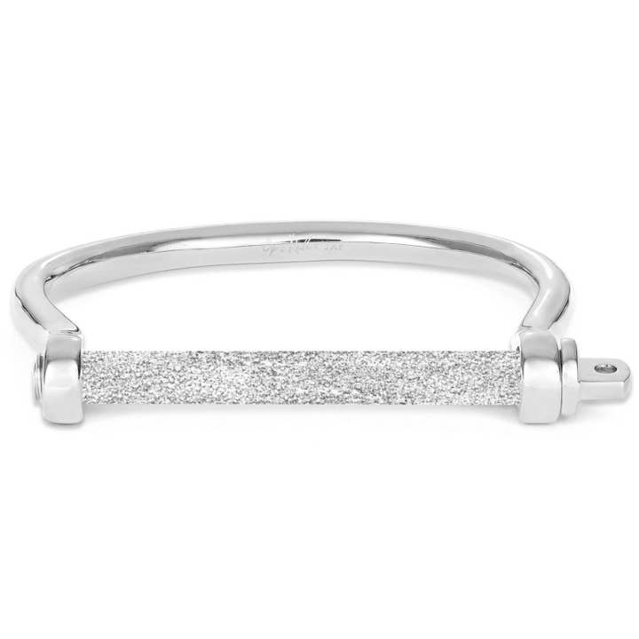 XL-MANSCHETTENARMBAND MIT SCHRAUBVERSCHLUSS AUS MATTIERTEM WEISSGOLD für den Großhandel von OPES ROBUR