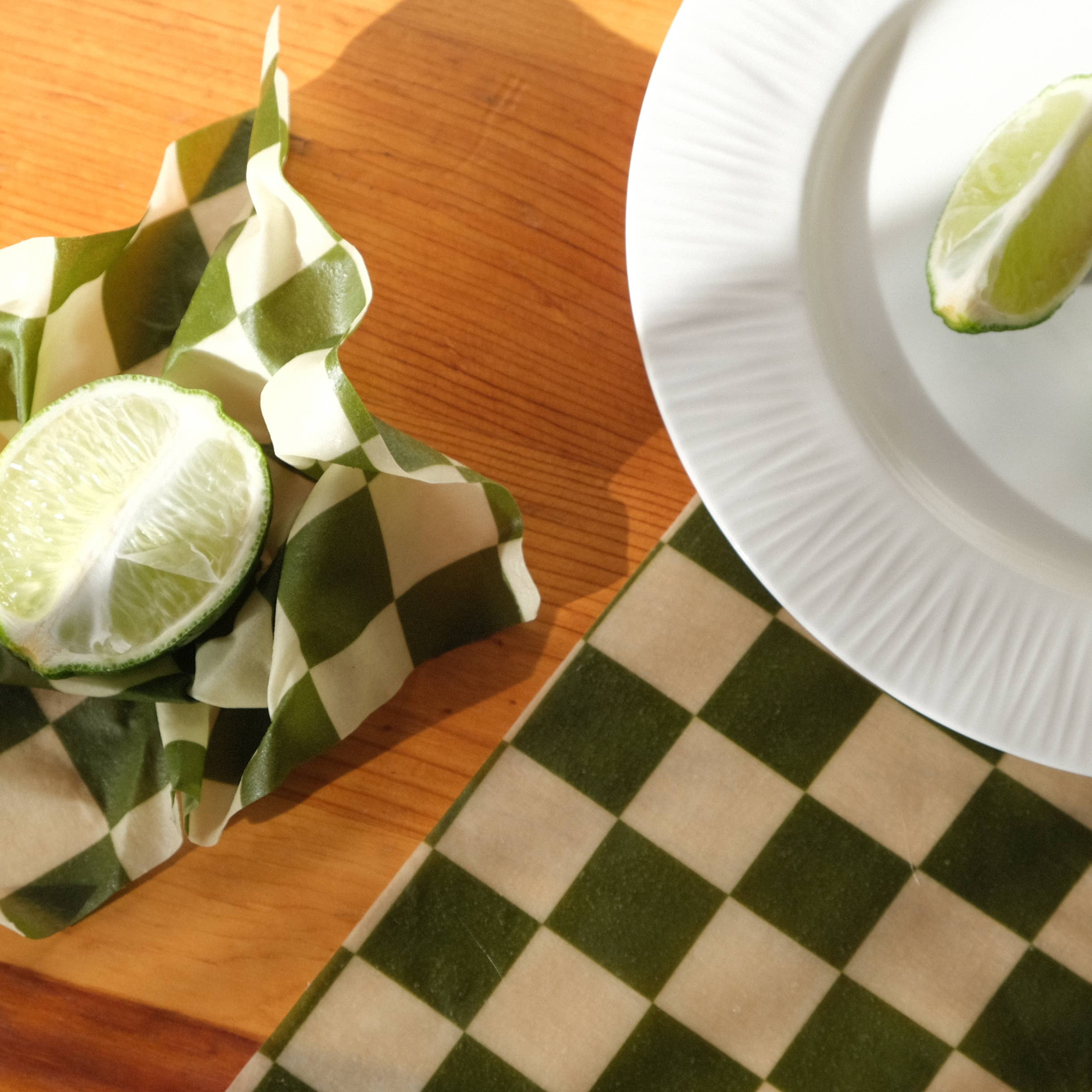Bee Kitchen – Engroshandel Indpakning/pose til opbevaring af mad – Avocado Wrap Green Checkers1