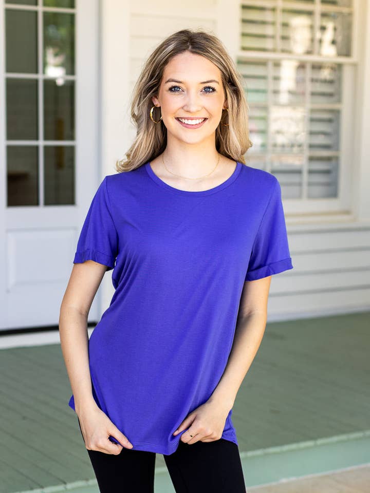 Peri Blue Crewneck Cuff Tee for wholesale on Faire0