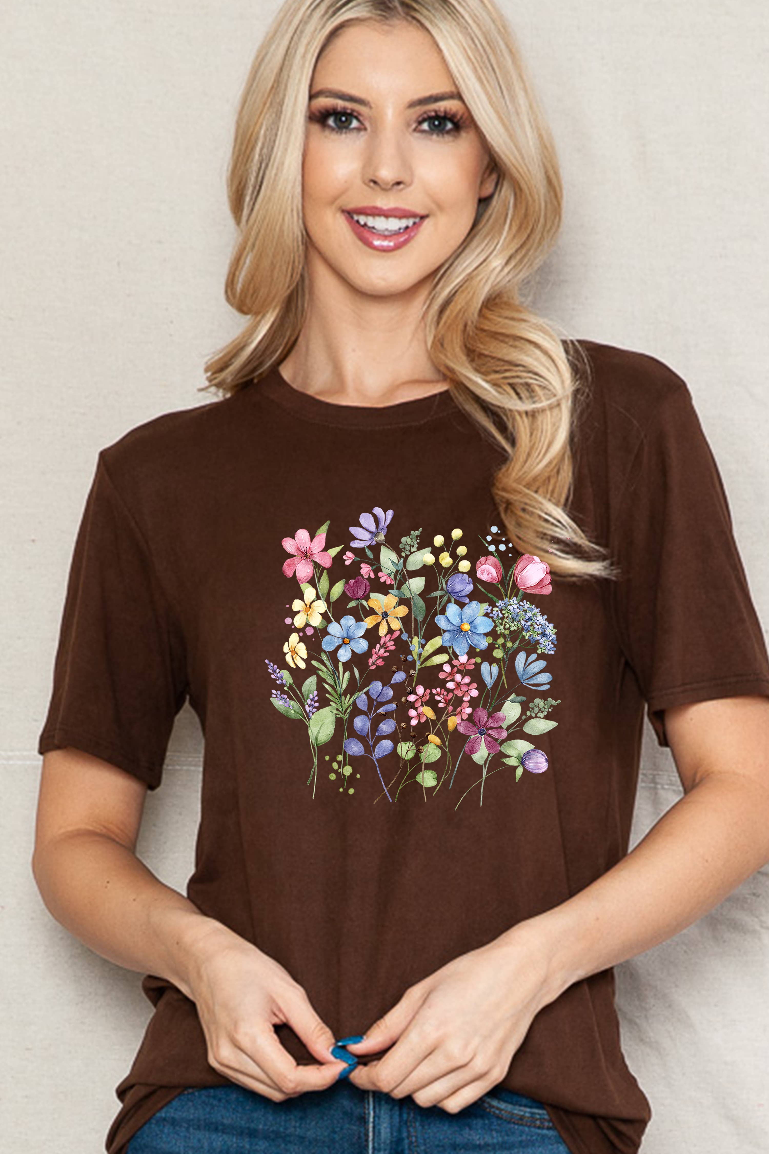 Burgundy Apparel - Wholesale Tunic - Women's - SUPER SOFT TOP WITH SPRING FLOWERS PRINT4