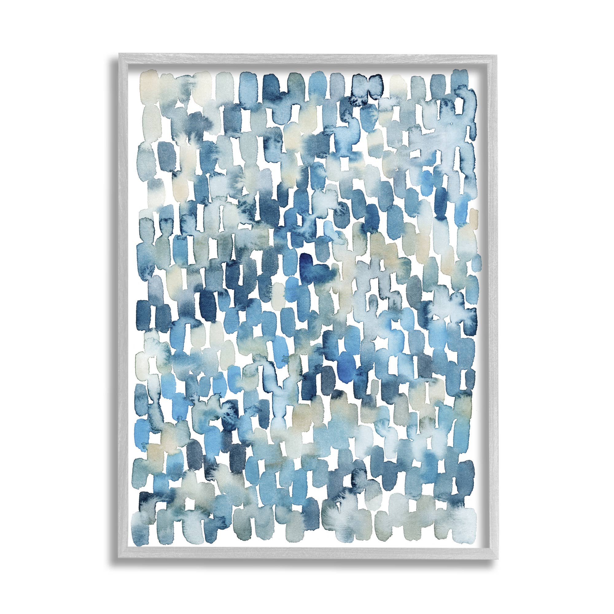 Stupell Industries - Wholesale Art Print - Coastal Tile Abstract Soft Blue Beige Shapes Framed2