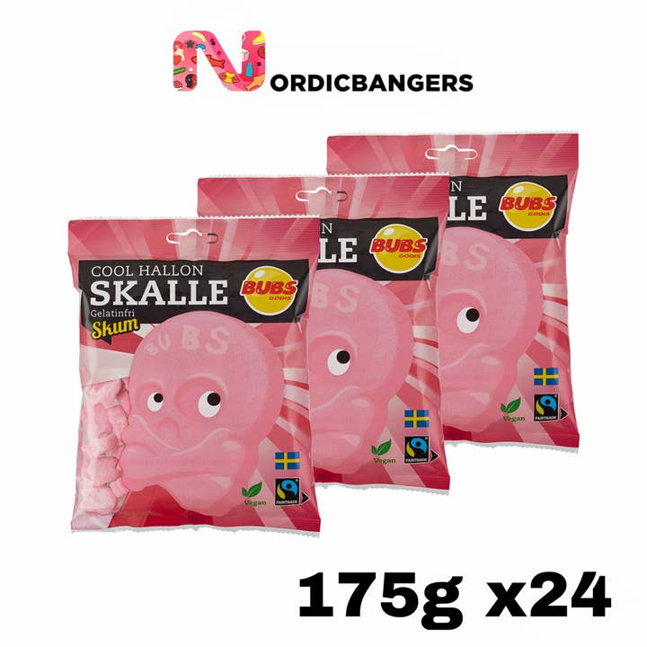 Nordicbangers - Swedish Candy - Wholesale Gummy - BUBS Cool Raspberry Skull Foam 175g Bag