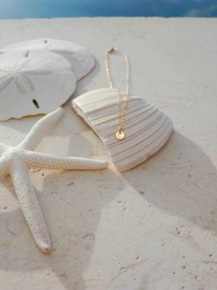 Tiny Initial Necklace for wholesale by M. Cawood