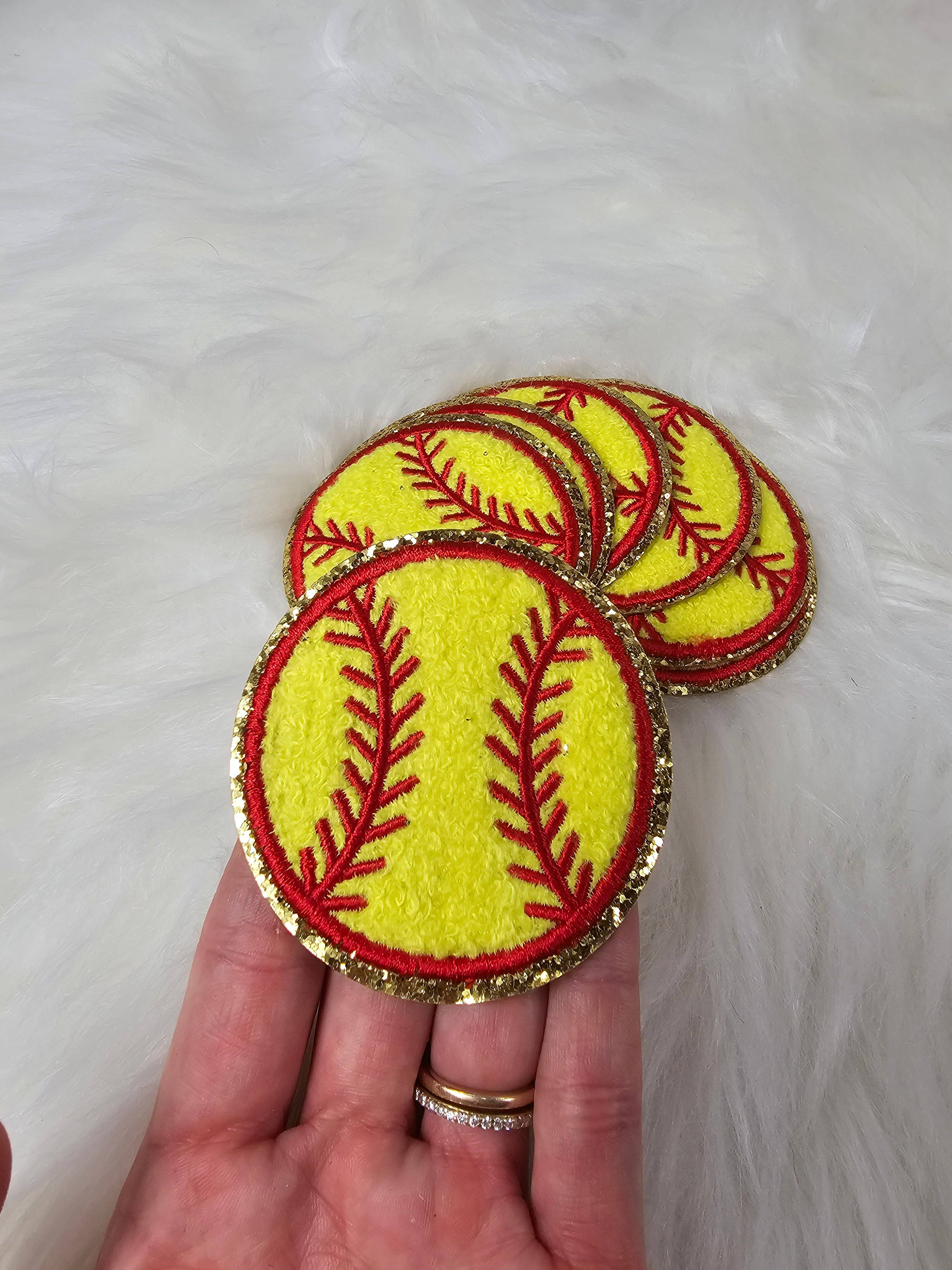 Scratch Decor - Wholesale Patch - Softball Chenille Glitter Iron On Patch1