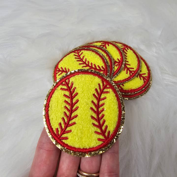 Scratch Decor - Wholesale Patch - Softball Chenille Glitter Iron On Patch1