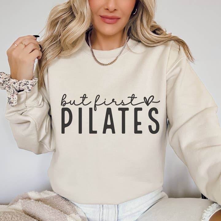 Trendznmore - Modern Graphic Apparel - Wholesale Graphic Sweatshirt - Women's - But First Pilates Women's Crewneck Sweatshirt7