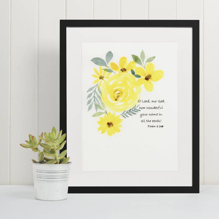 Illustration à l'aquarelle du Psaume 8 : 2 ab pour la vente par Mary Reichter