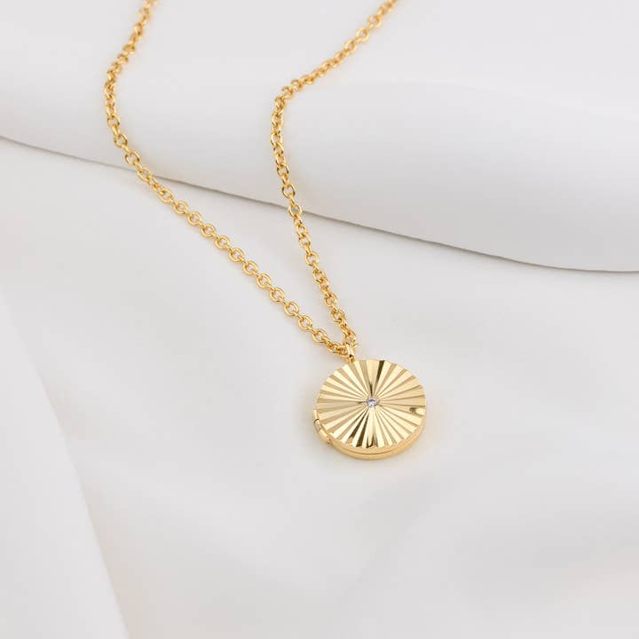 Ribbed Gold Locket Necklace for wholesale by Wanderlust + Co