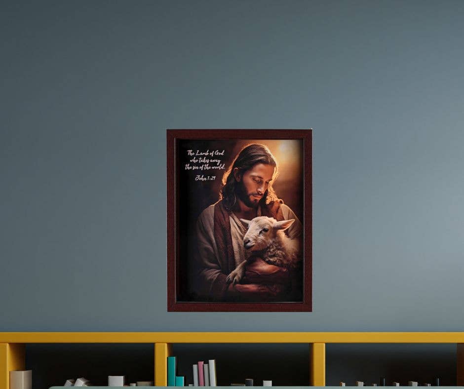 Dicksons – Impressão artística por atacado – Arte de parede emoldurada Cordeiro de Deus Jo 1:29 11x142