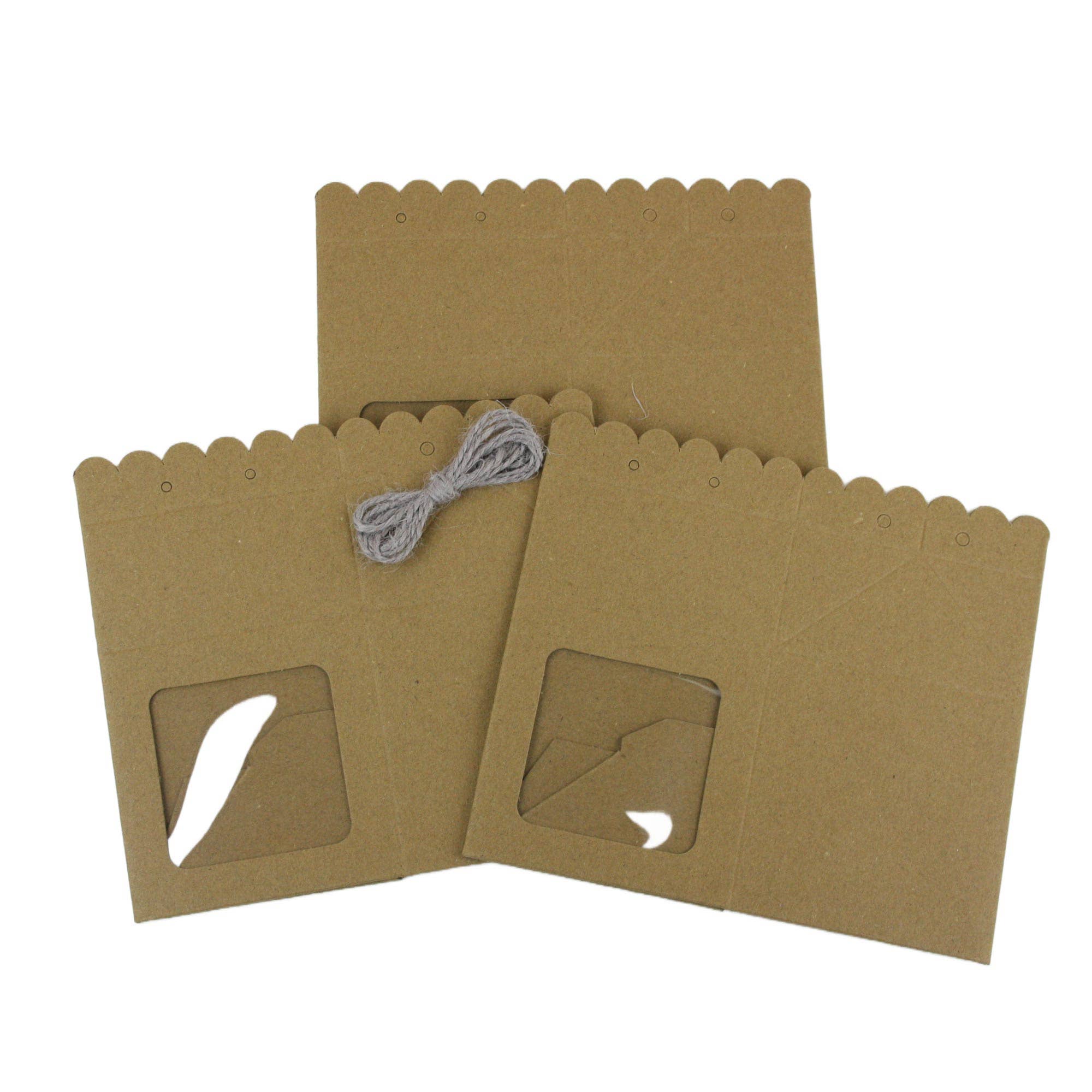 Emartbuy - Wholesale Gift Box - Kraft Gift Box with Clear Window and Twine Closure Pack of 35