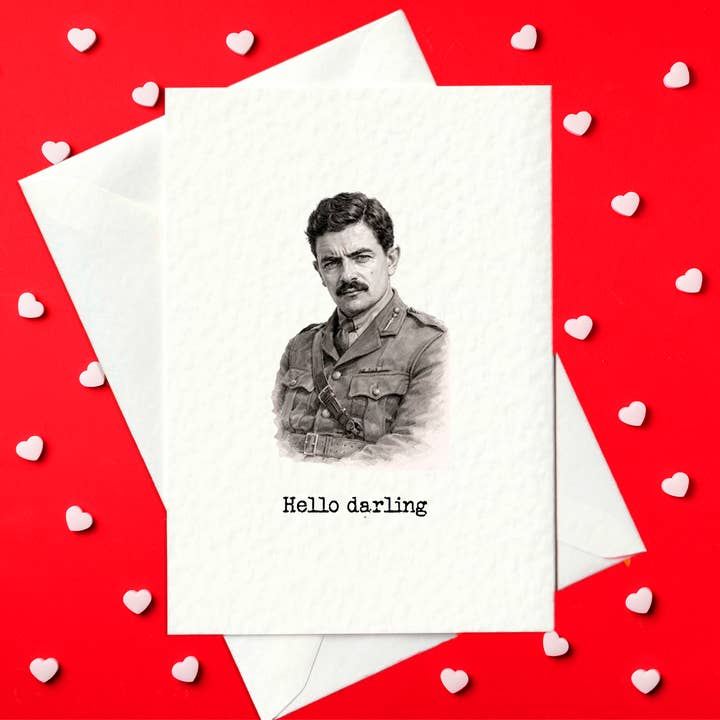 Biglietto d'auguri ispirato a Blackadder – “Ciao tesoro” (A6) per la vendita all'ingrosso da parte di Prickly Cards