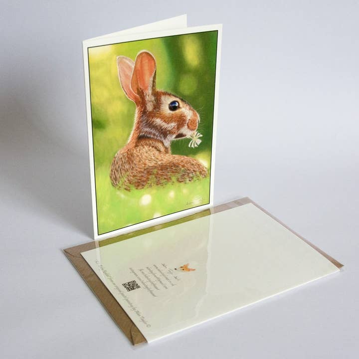 Easter Card - a pack of 5 - 'Kit' baby rabbit for wholesale by Alan Taylor Art