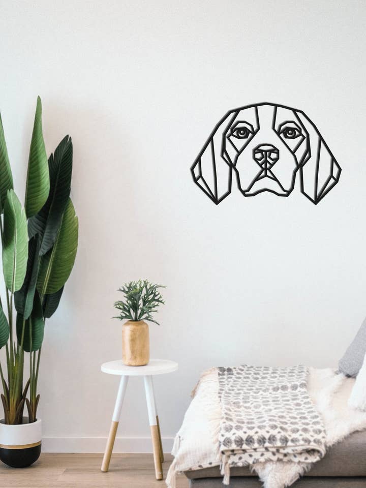 Beagle hund geometrisk 3D trä vägg konst för wholesale av EtchTwentyEight