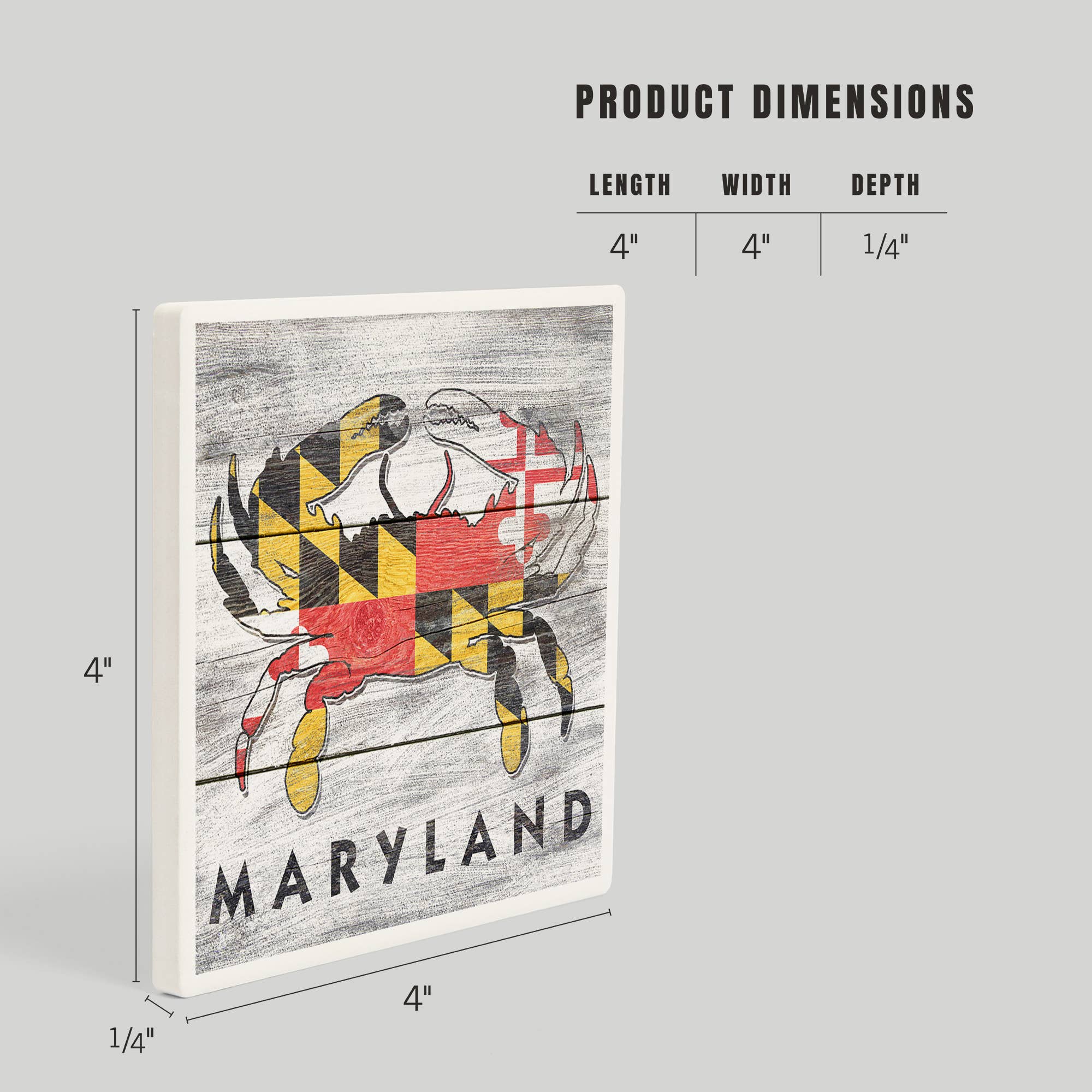 Lantern Press - Wholesale Coasters - CERAMIC COASTER Maryland, Rustic State Flag Crab3