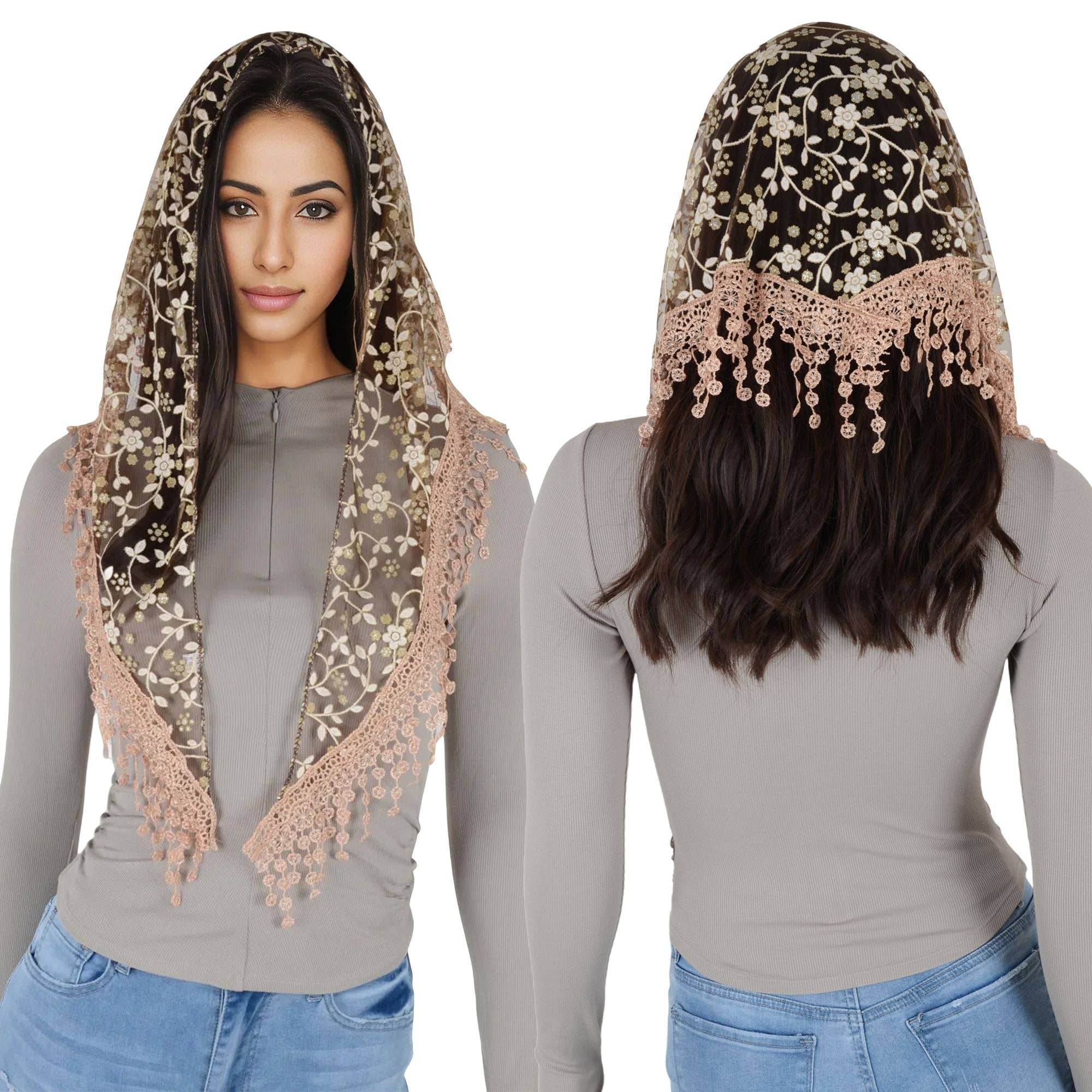 AK Brand - Venta al por mayor Bufanda - Mujer - Bufanda triangular ligera de encaje floral para la cabeza35