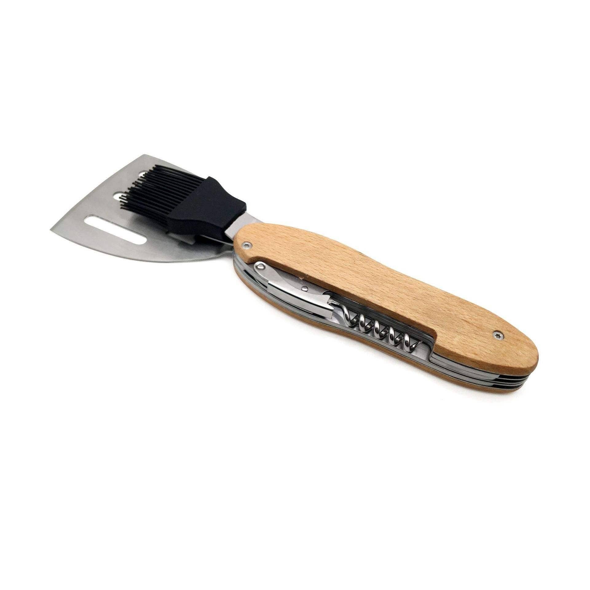 VIGOR - Vendita all'ingrosso Utensile per barbecue - Set di utensili BBQ, Set di utensili BBQ 5 in 1 multifunzione pieghevole portatile spatola (confezione da 10)2