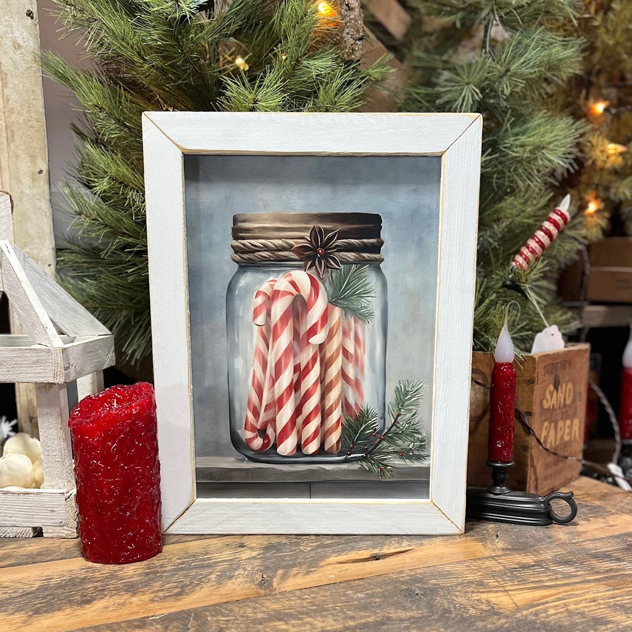 JanMichaels Art & Home - Vendita all'ingrosso Decorazioni natalizie da parete - JO181 Joyful, barattolo alla menta piperita2