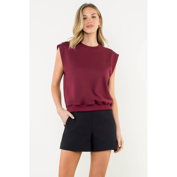 Ärmelloses Oberteil mit Metallknopf an der Schulter für den Großhandel von THML