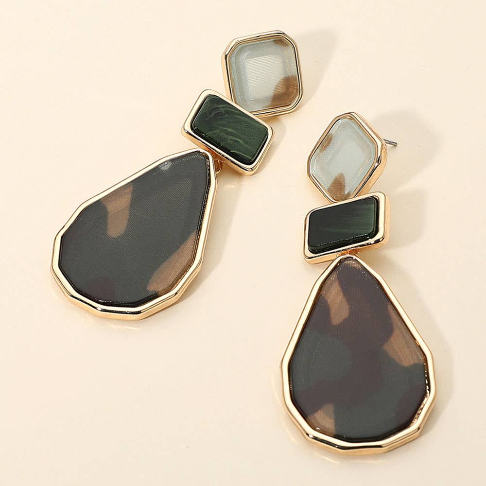 Sensibling Corp. – Großhandel Ohrhänger – Geometrische Harzplatten-Ohrringe mit Kettengliedern5