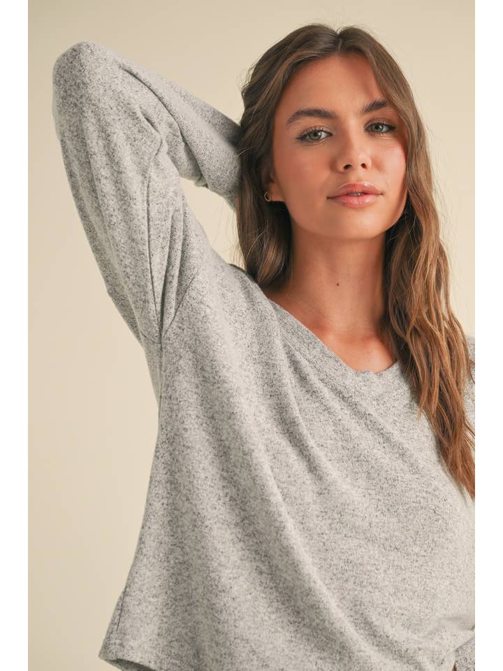 KIMBERLY C - Wholesale Knit Top - Women's - Brushed Hacci Long Sleeve V Neck Top31