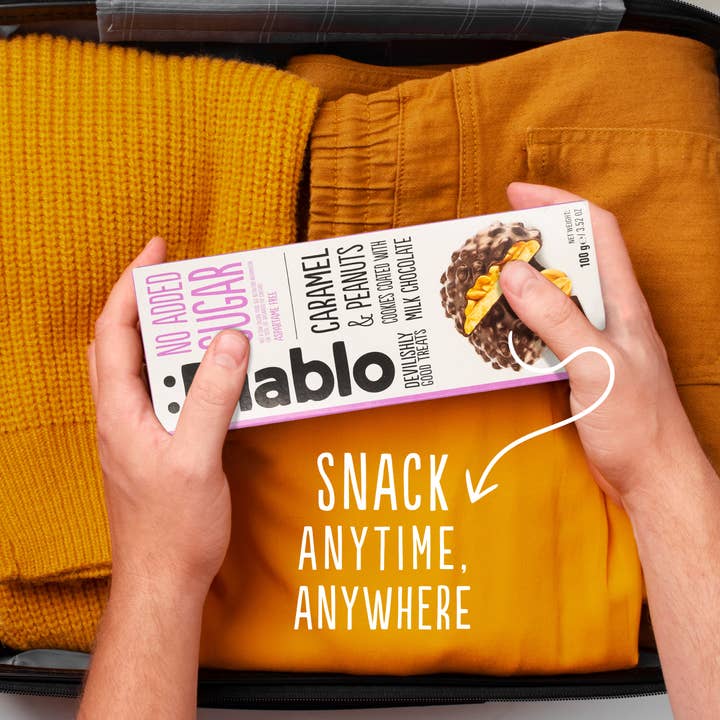 Diablo Sugar Free – Cookie por atacado – Bolachas de Caramelo & Amendoim Diablo cobertas com Chocolate de Leite 100g4