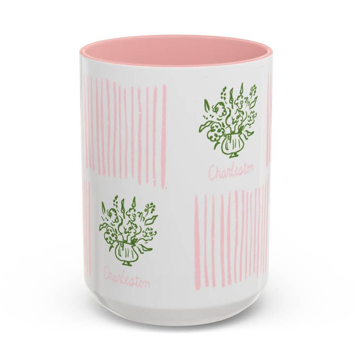 Pink CHARLESTON FLORAL- Mug 15oz for wholesale on Faire7