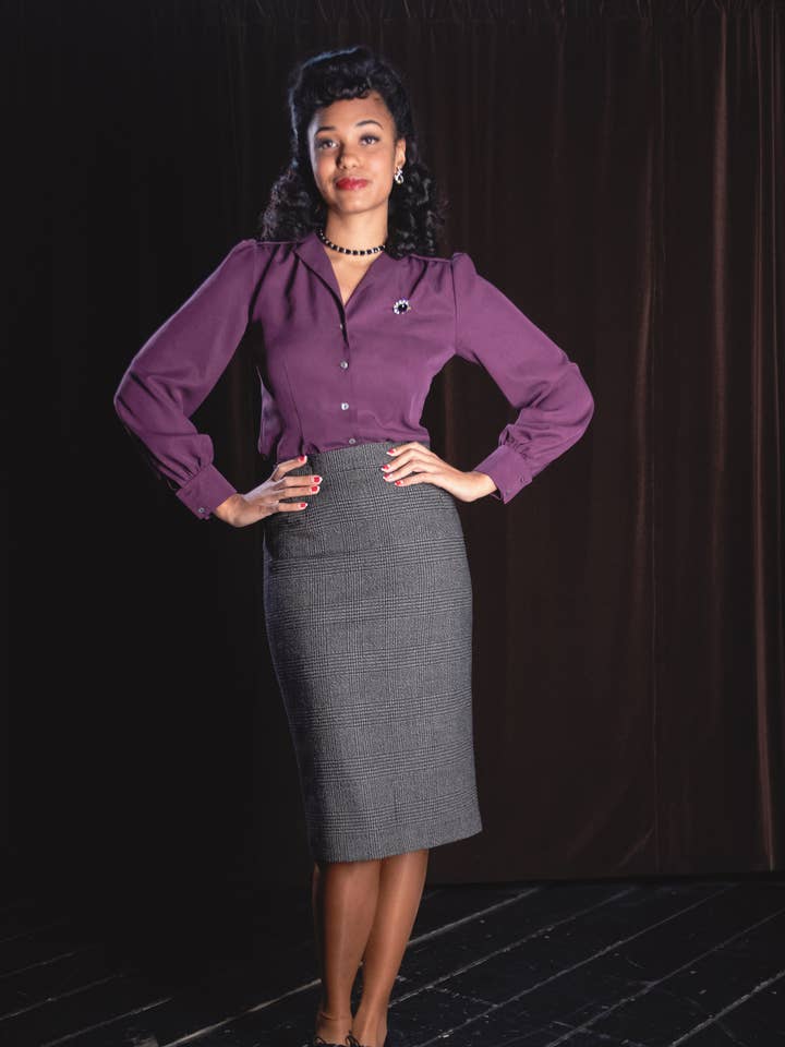 Ashley long-sleeve blouse in 1940s style for wholesale by Gabriele Sabe