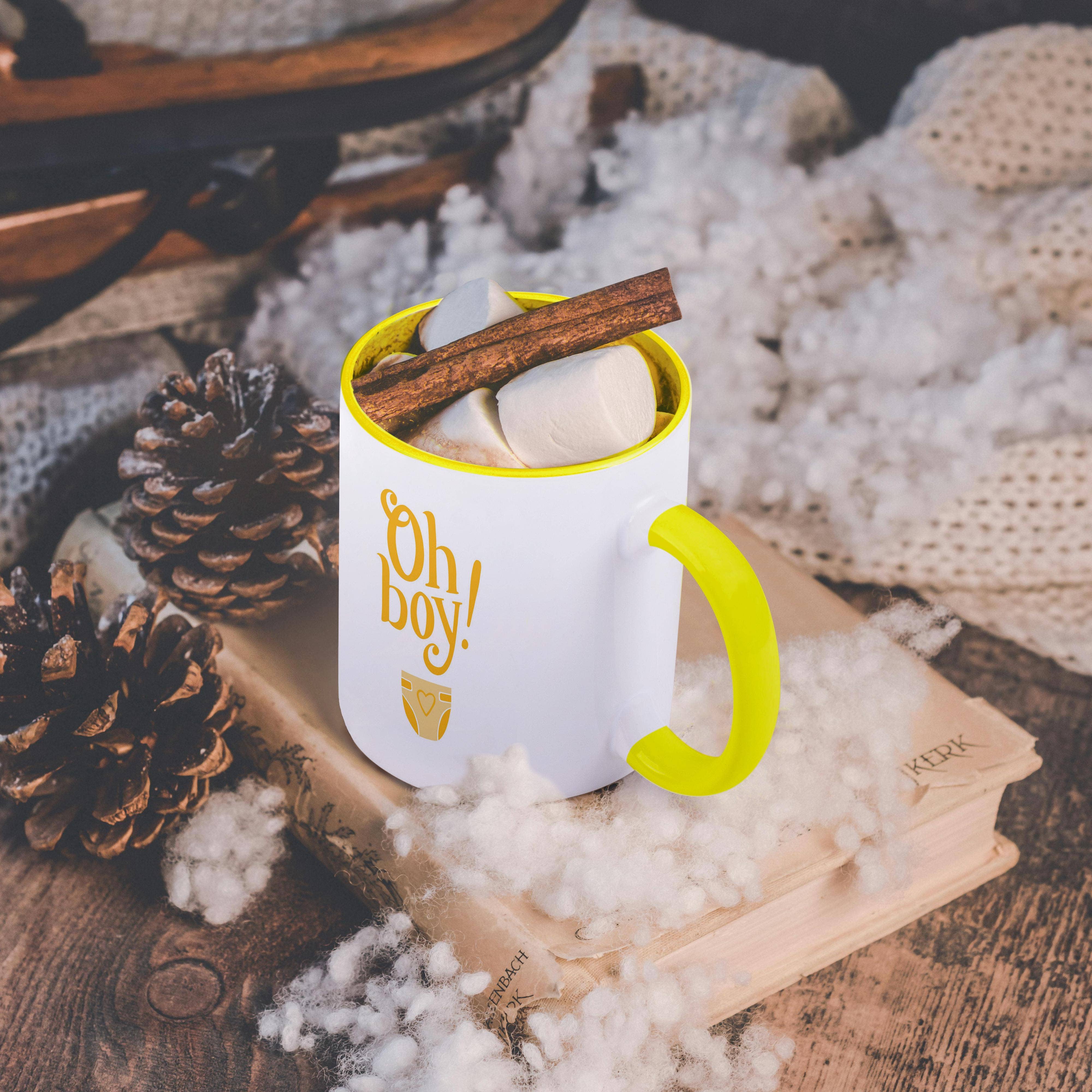 3dRose - Wholesale Coffee Mug - 3dRose, Oh boy, yellow letters with a picture of a baby diaper, Mug5