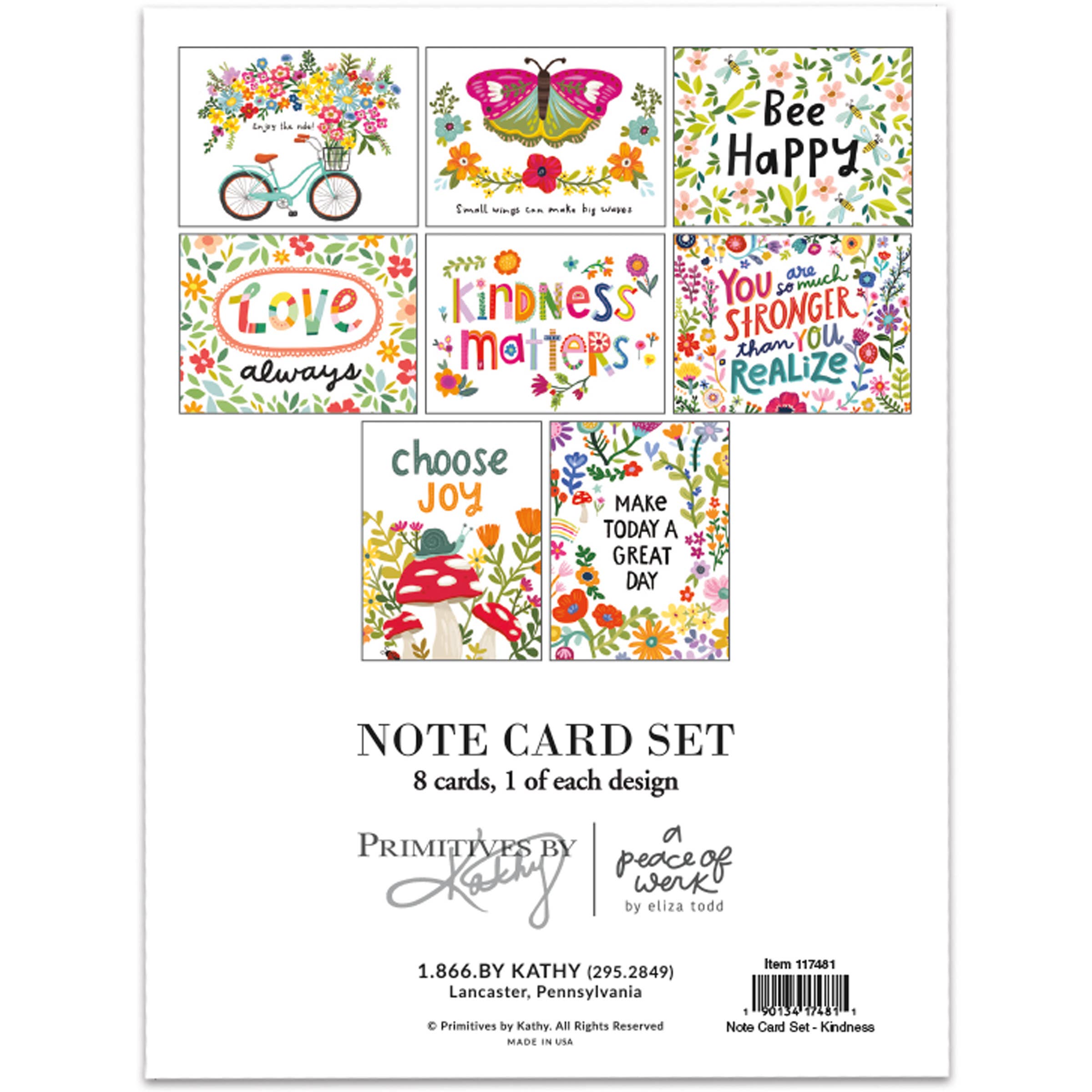 Primitives by Kathy - Wholesale Everyday Greeting Card - Kindness Note Card Set2