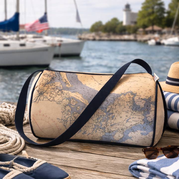 Custom Map & Chart Duffel Bag – Coastal Weekend & Overnight for wholesale by Not for Navigation