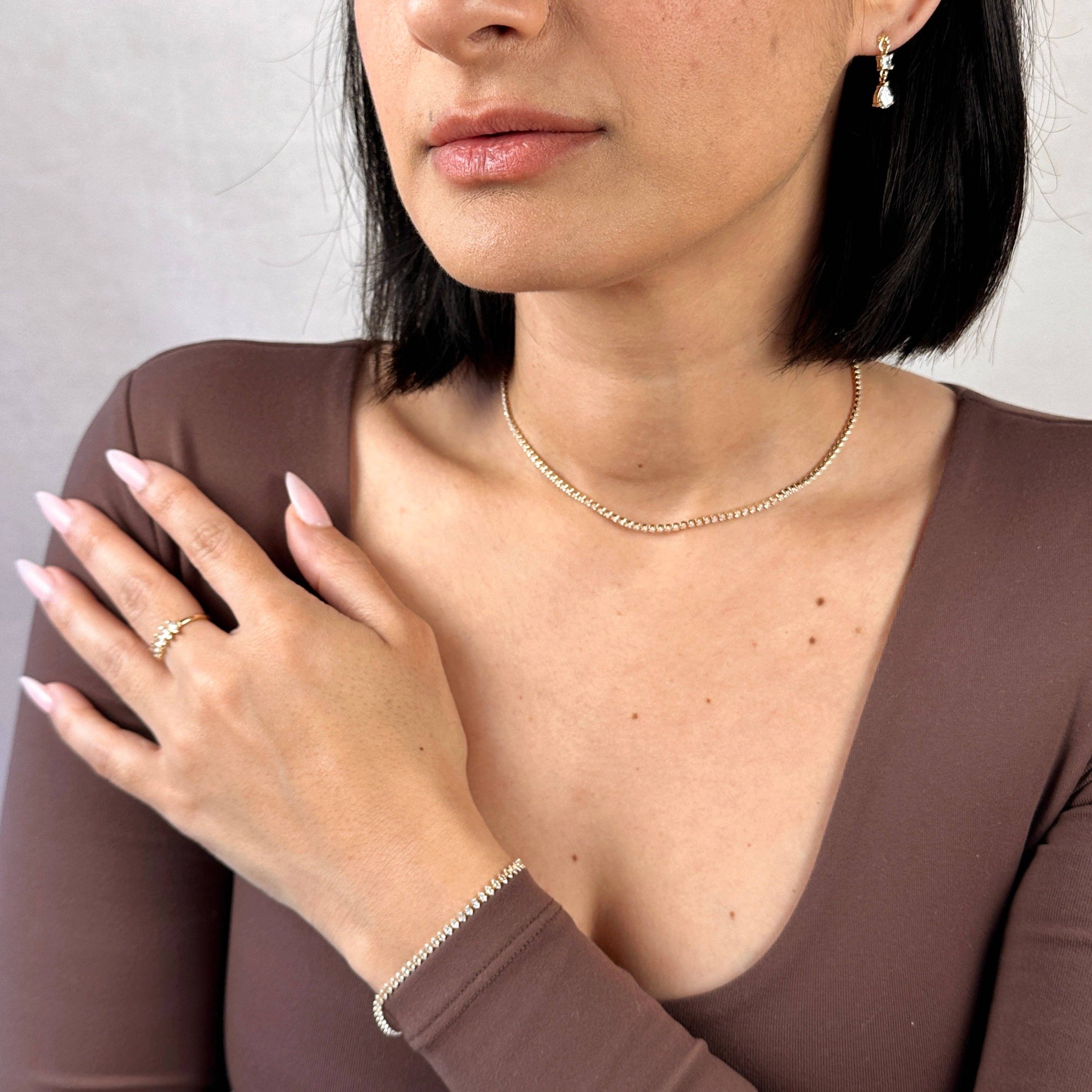 GoldFi - Wholesale Link & Chain Necklace - 18k Gold Filled Marquise Tennis Necklace1