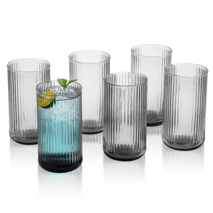 Meridian Fluted Highball Glasses set of 6, 13.8 fl-oz. for wholesale by Everest Global