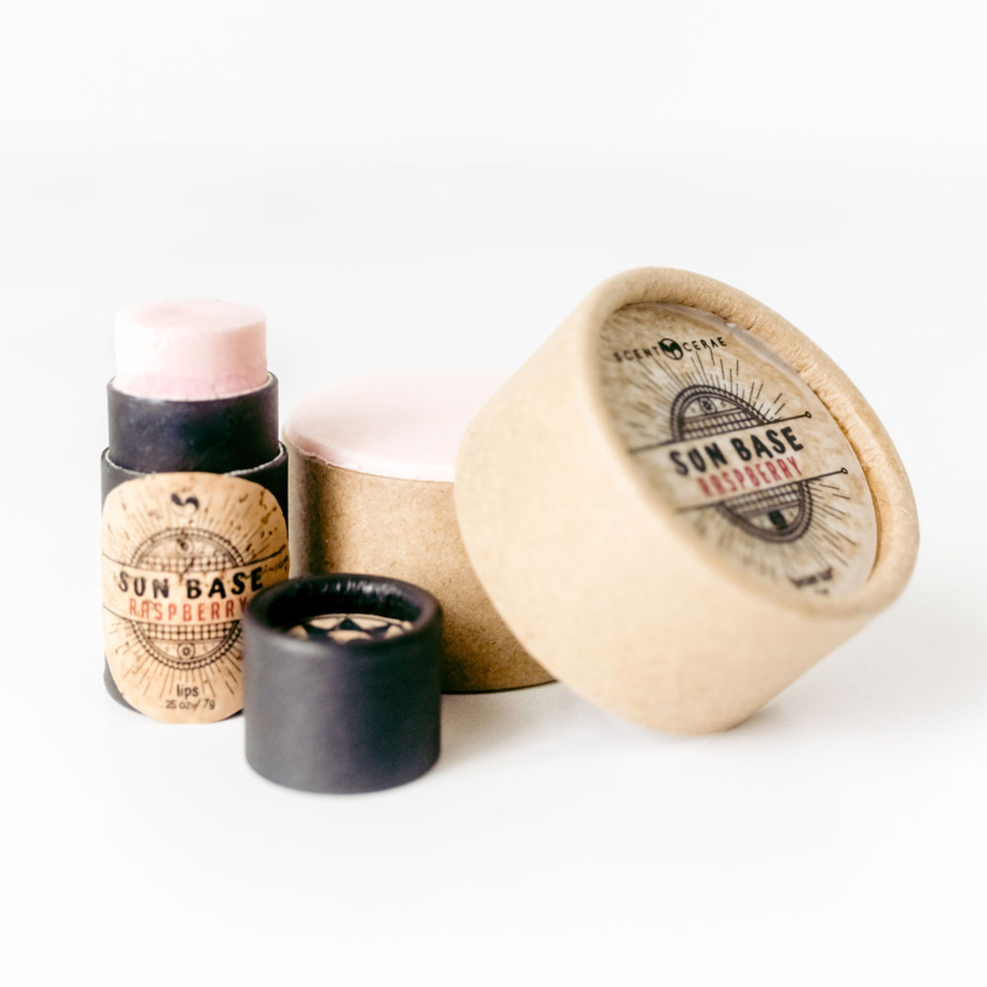 Scentcerae - Wholesale Lip Balm - Sun Base Raspberry Zinc Lip Balm Bio-Cork Push ups5