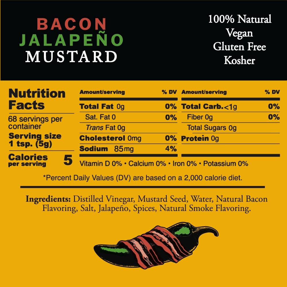 Pilsudski Mustard Co - Wholesale Mustard - Bacon Jalapeno Mustard 12/12 oz squeeze1