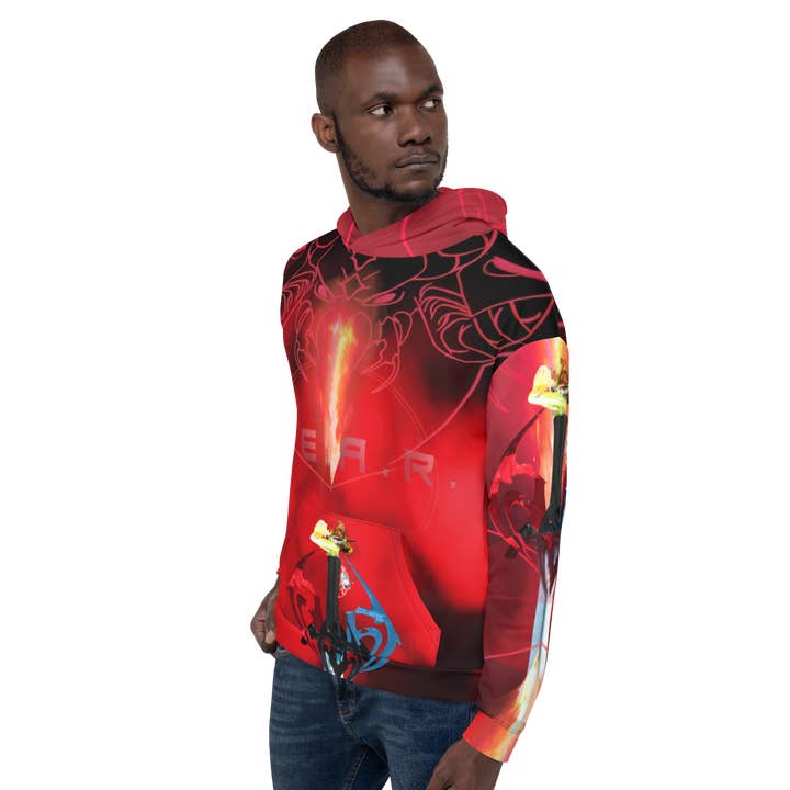 RAZRWING INC. Chandail à capuchon F.E.A.R. IS IN THE A I R -RED SMOKE- pour la vente par RAZRWING