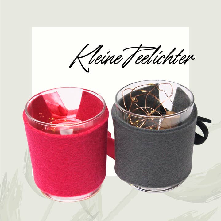Tealight with Felt Band - Pink & Gray for wholesale by Zarto GmbH