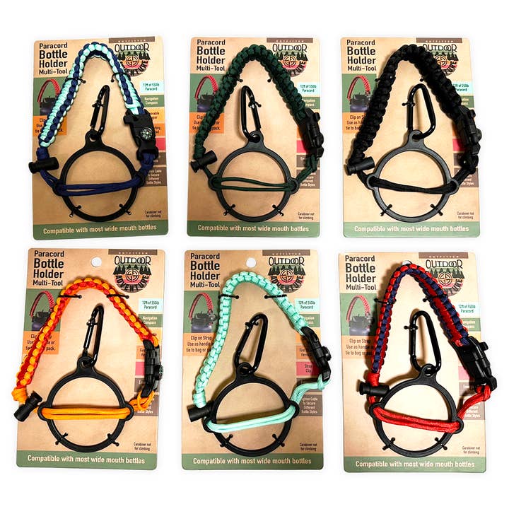 Novelty Closeout - Wholesale Handy Tool - Paracord Bottle Holder Outdoor Multi-Tool Assortment - 8/Pk