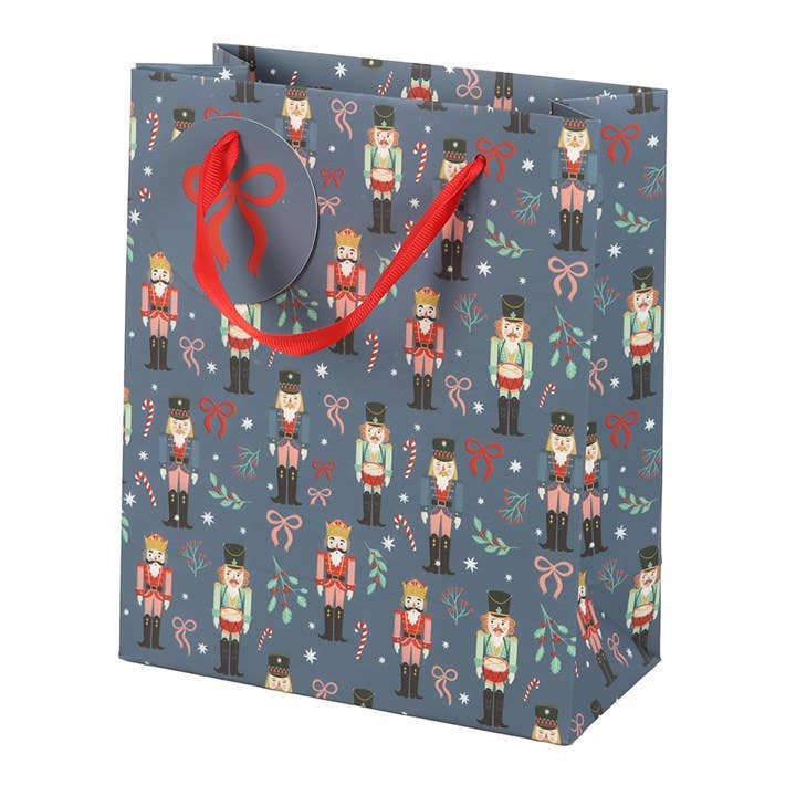 Something Different Wholesale – wholesale Gift bag – 23cm Medium Blue Christmas Nutcracker Print Gift Bag3