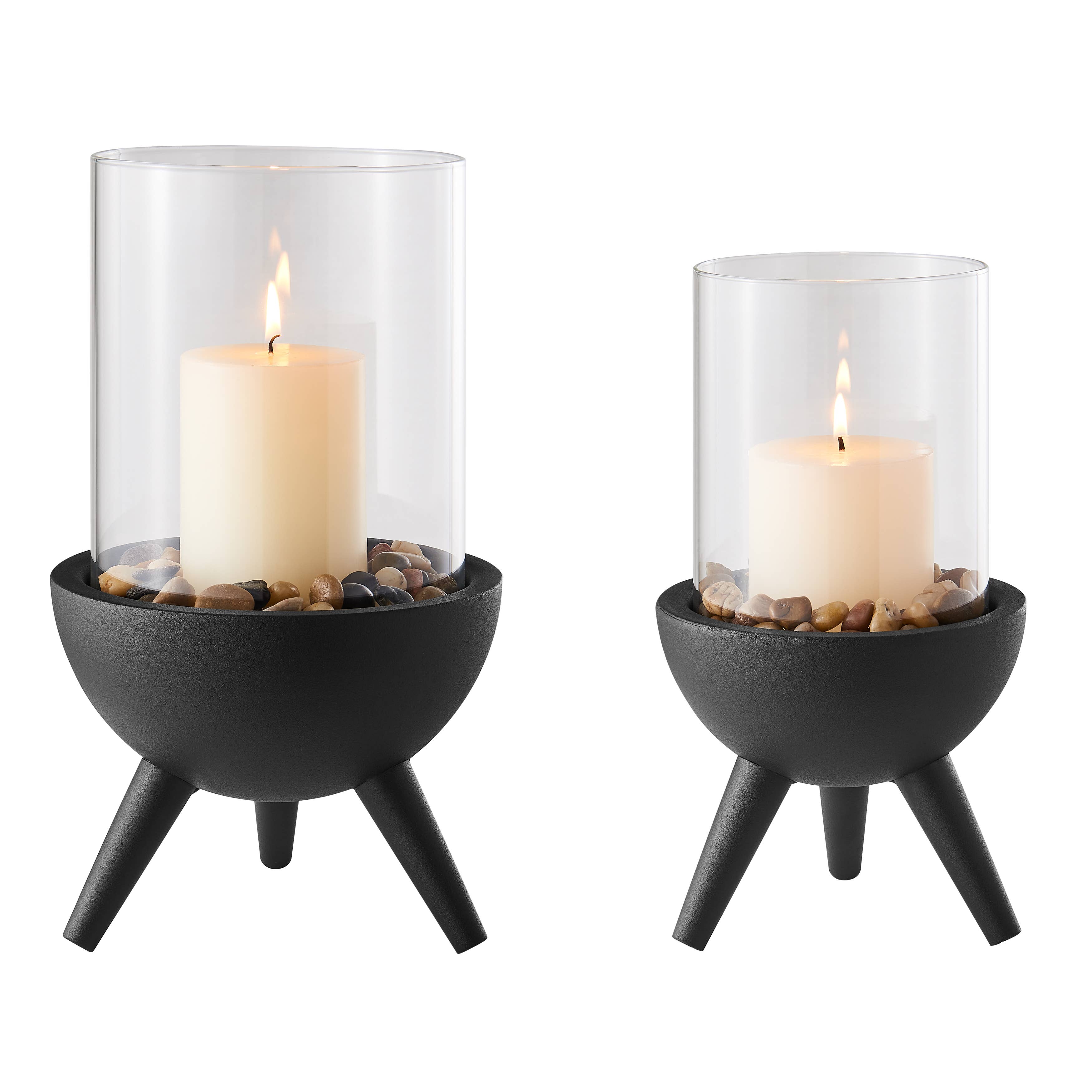 Danya B – wholesale Candle holder – Molta Modern Black Metal Pedestal and Glass Candle Holder11