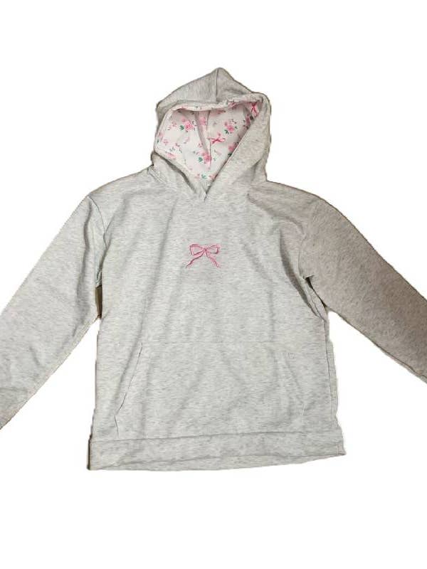 Rosa Clothing - Wholesale Hoodie - Women's - Bow Pattern Floral Embroidered Hooded Sweatshirt11